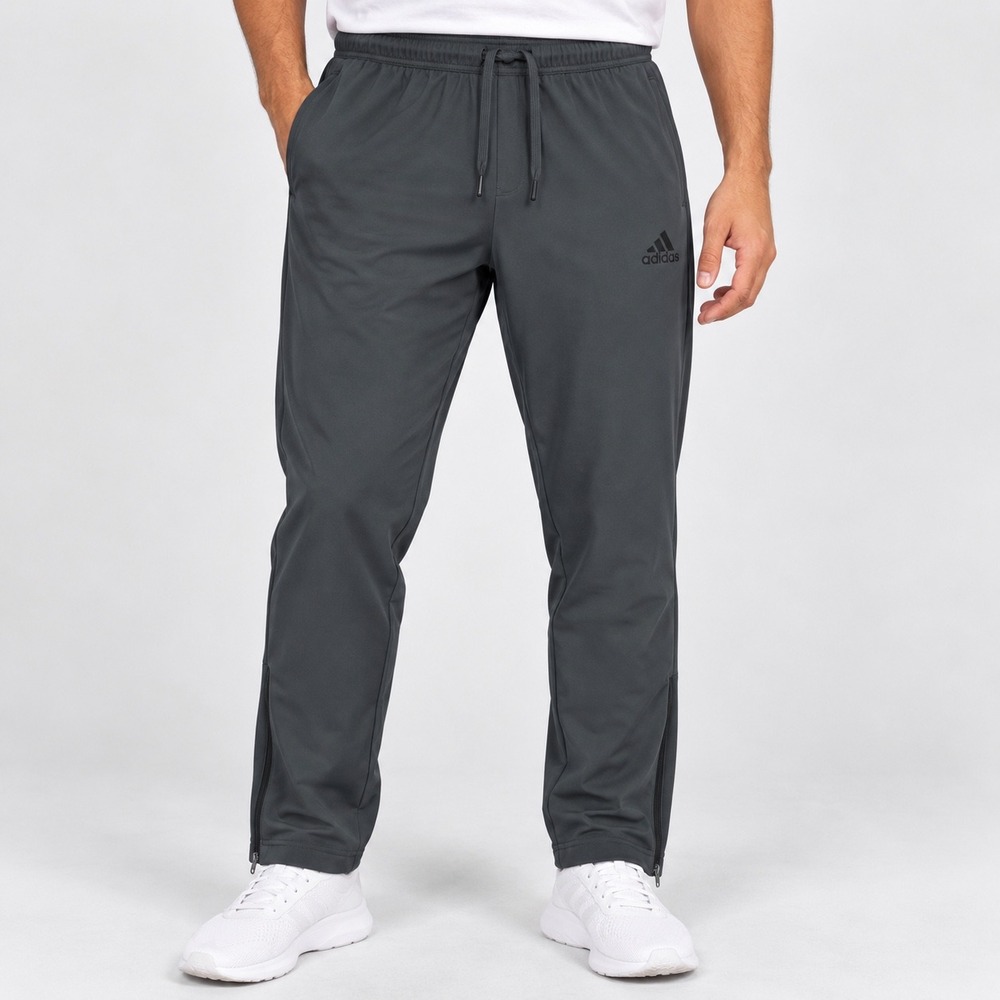 Adidas Large Joggers Mens Gray Tapered Ankle Zip Fleece Lined Sweatpants